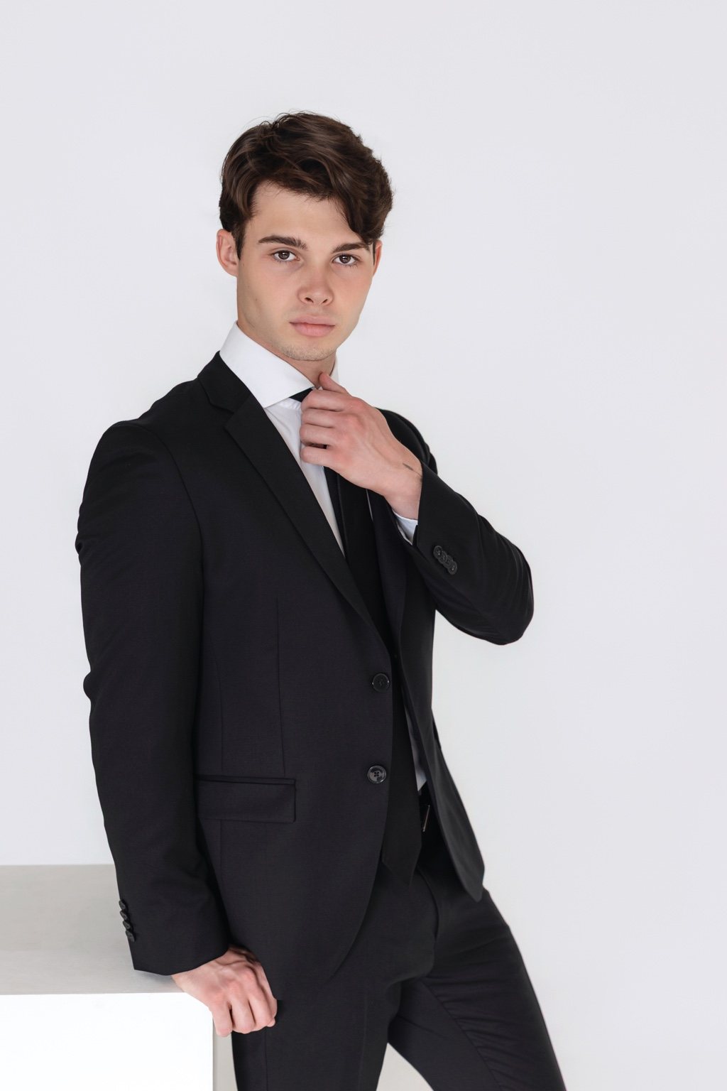 Joel Garrido in black tailoring